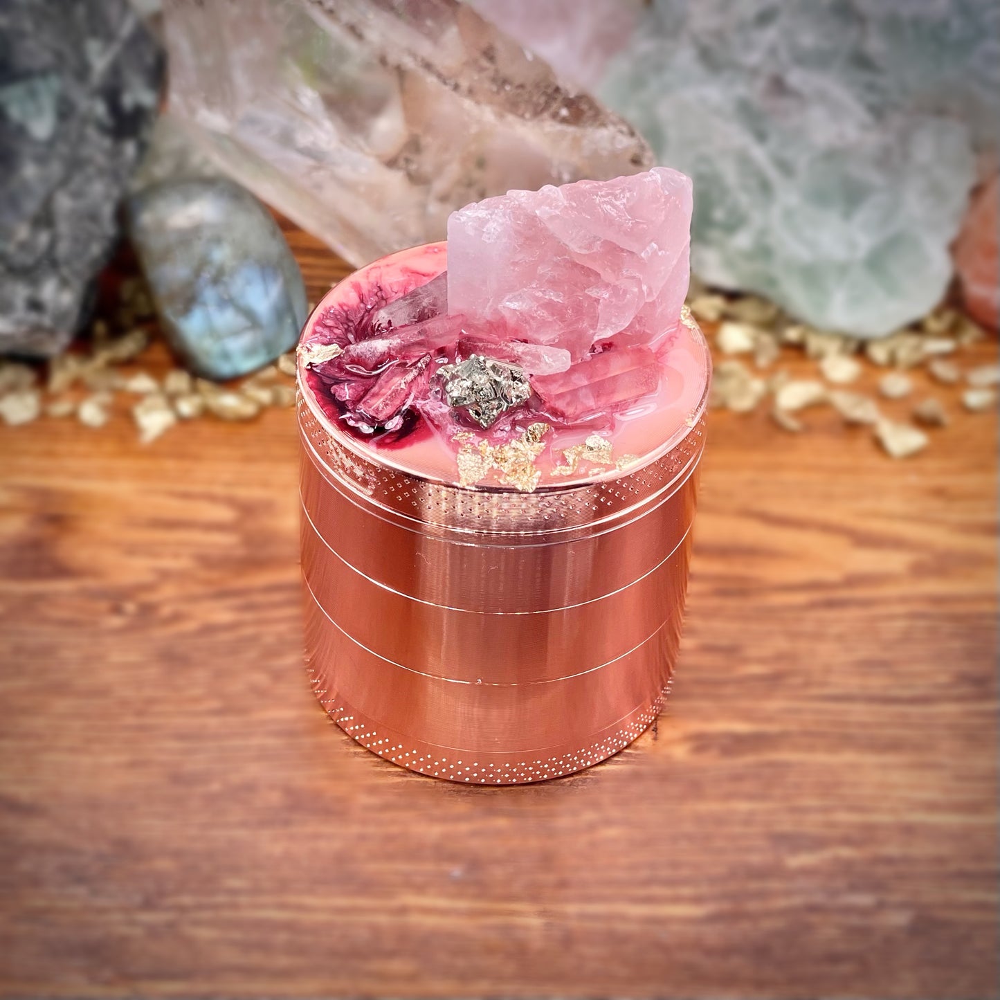 Luxe Rose Quartz Crystal Grinder